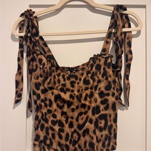 Reformation Brown Leopard Print Blouse